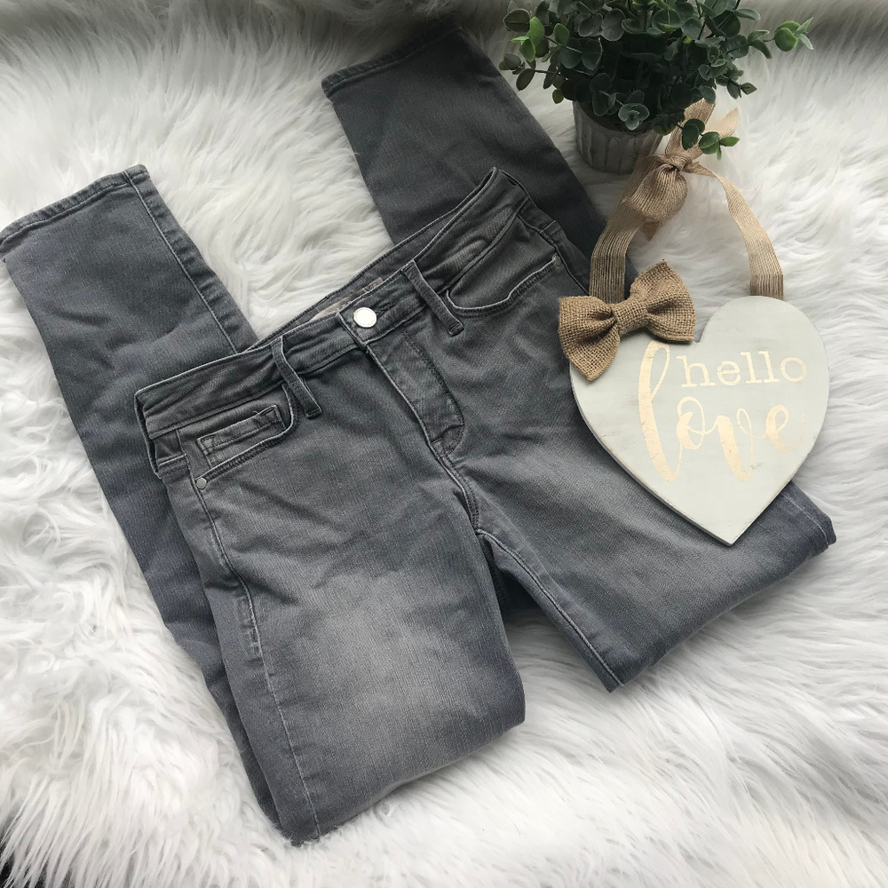 Athleta Sculptek Jeans Gray Mid Rise Skinny Jeans 2P 2 Petite
